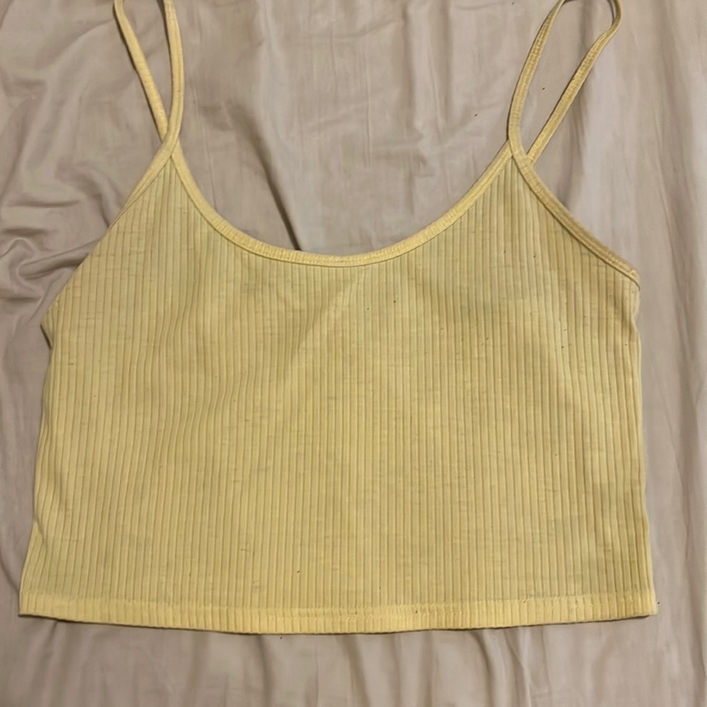 Yellow crop ribbed tank